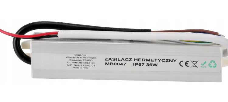 Zasilacz LED hermetyczny - IP67 - 36W - 3A Wodoszczelny