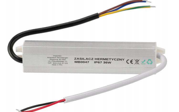 Zasilacz LED hermetyczny - IP67 - 36W - 3A Wodoszczelny