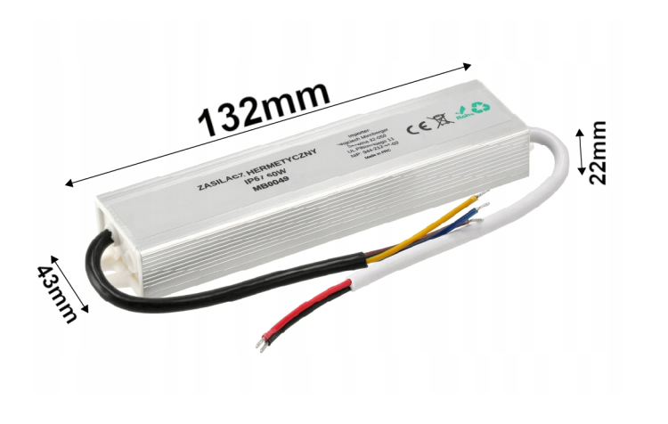 Zasilacz LED hermetyczny - IP67 - 24V - 60W - 2,5A