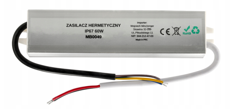 Zasilacz LED hermetyczny - IP67 - 24V - 60W - 2,5A