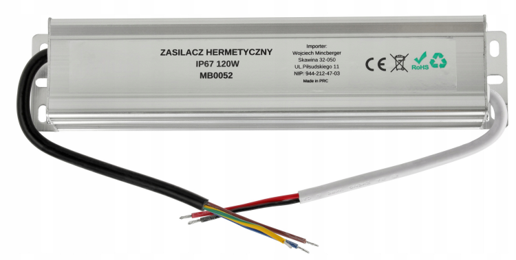 Zasilacz LED hermetyczny - IP67 - 24V - 120W - 5A