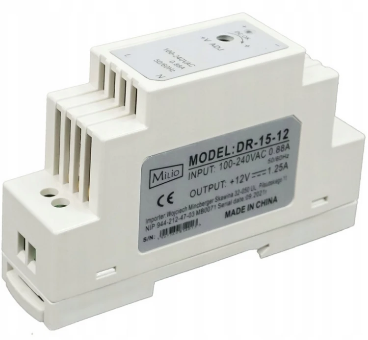 Zasilacz LED na szynę DIN 12V - 15W - 1,25A