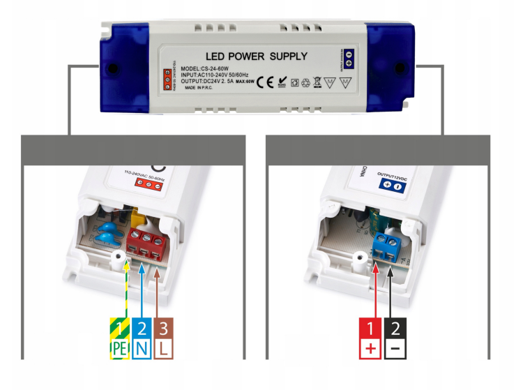 Zasilacz LED meblowy 24V - 60W - 2,5A - IP20