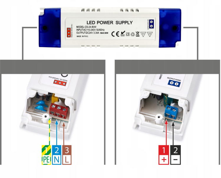 Zasilacz LED meblowy 24V - 80W - 3,33A - IP20