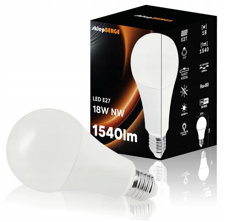 Żarówka LED E27 - A70 - 18W - 1540lm - barwa neutralna