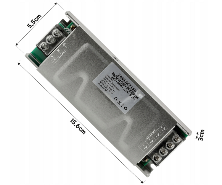 Zasilacz LED modułowy Premium 24V - 60W - 2,5A - IP20