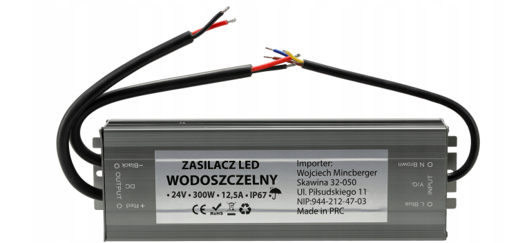 Zasilacz LED hermetyczny - 24V - 300W - 12,5A - IP67