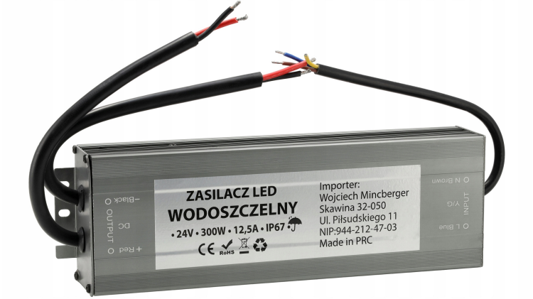 Zasilacz LED hermetyczny - 24V - 300W - 12,5A - IP67