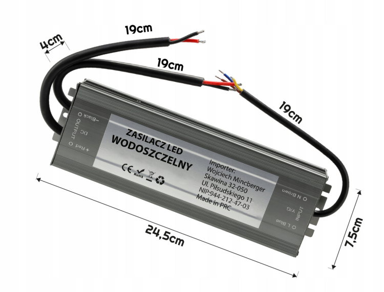 Zasilacz LED hermetyczny - 24V - 300W - 12,5A - IP67
