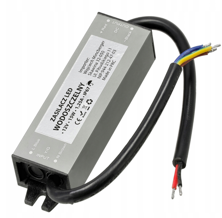 Zasilacz LED hermetyczny - 12V - 15W - 1,25A - IP67