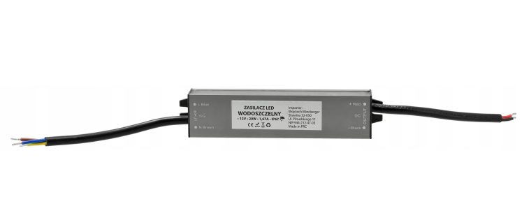 Zasilacz LED hermetyczny - 12V - 20W - 1,67A - IP67