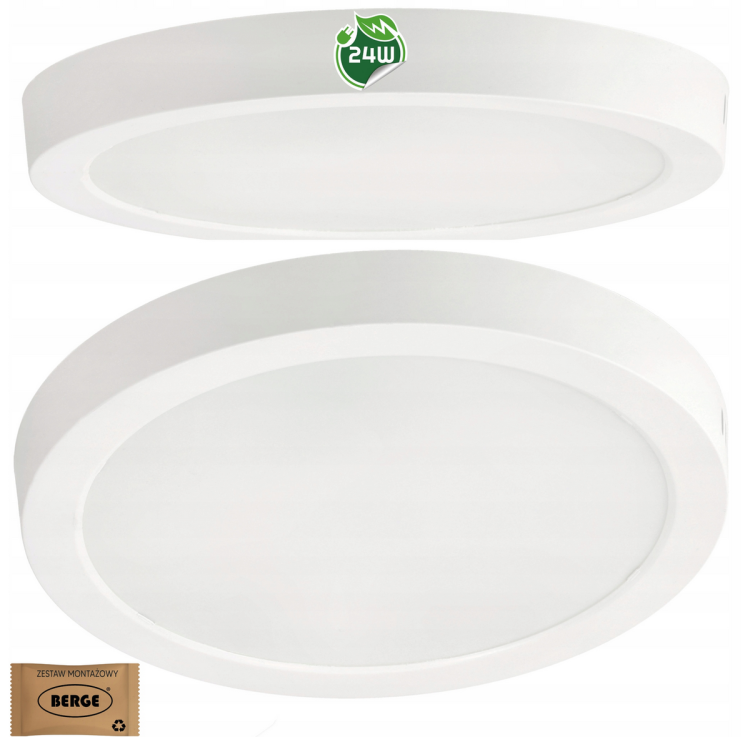 Panel LED natynkowy okrągły 24W - 2640lm - barwa neutralna