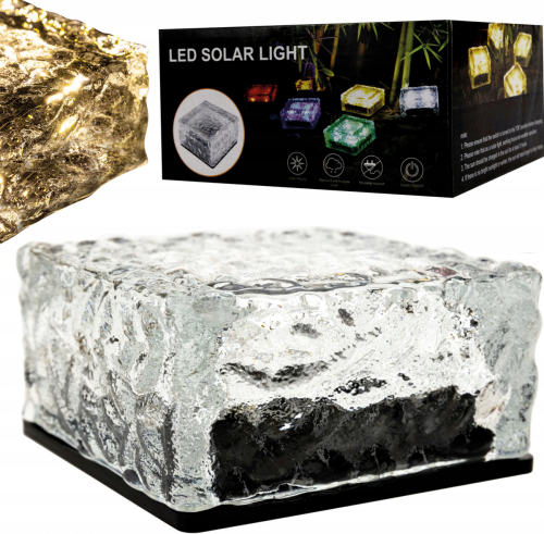 Lampa LED solarna najazdowa „Kostka Lodu” 10x10 - barwa ciepła