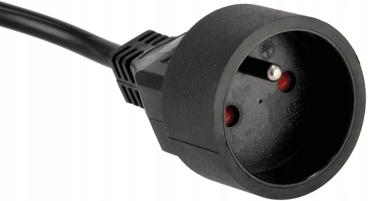 Przedłużacz 1,5m sieciowy z uziemieniem 1 gniazdo - czarny 3*1mm2 13A 2000W