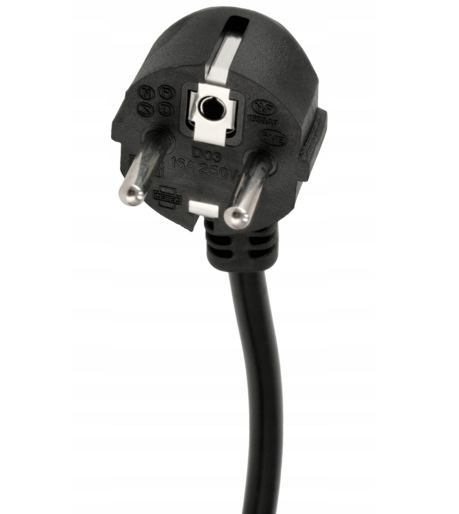 Przedłużacz 1,5m sieciowy z uziemieniem 1 gniazdo - czarny 3*1mm2 13A 2000W