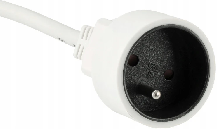 Przedłużacz 5m sieciowy z uziemieniem 1 gniazdo - biały 3*1,5 mm2 16A 2500W