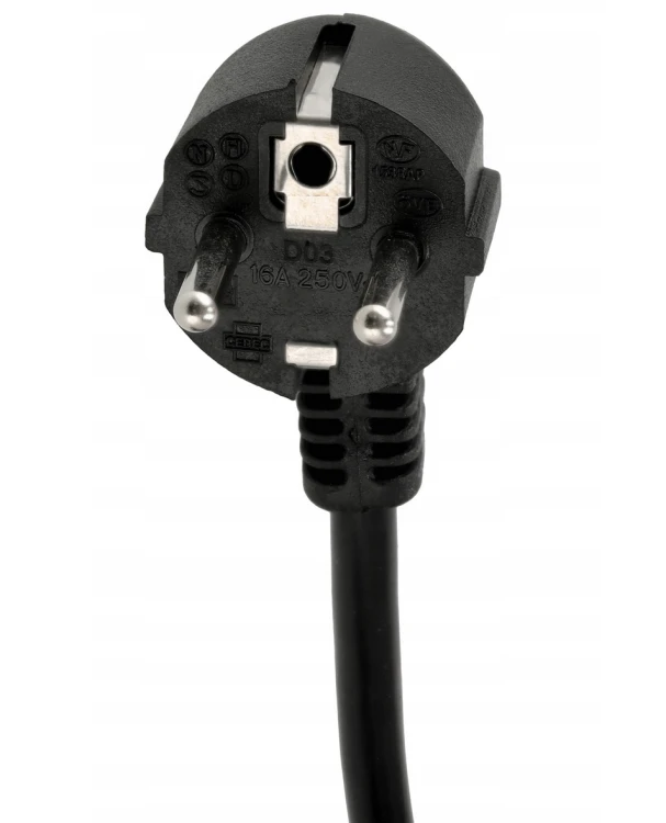Przedłużacz 5m sieciowy z uziemieniem 1 gniazdo - czarny 3*1,5 mm2 16A 2500W
