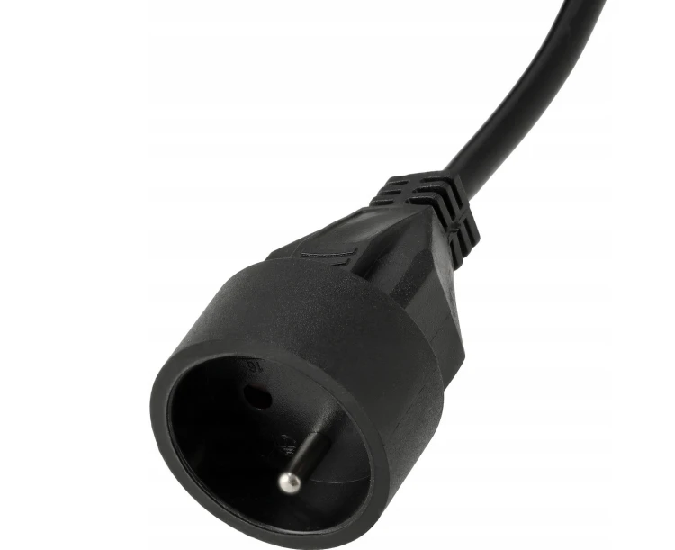 Przedłużacz 5m sieciowy z uziemieniem 1 gniazdo - czarny 3*1,5 mm2 16A 2500W