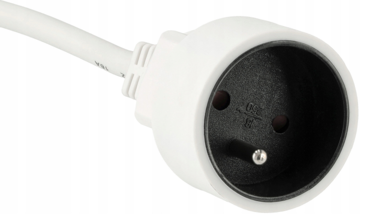 Przedłużacz 10m sieciowy z uziemieniem 1 gniazdo - biały 3*1,5 mm2 16A 2500W