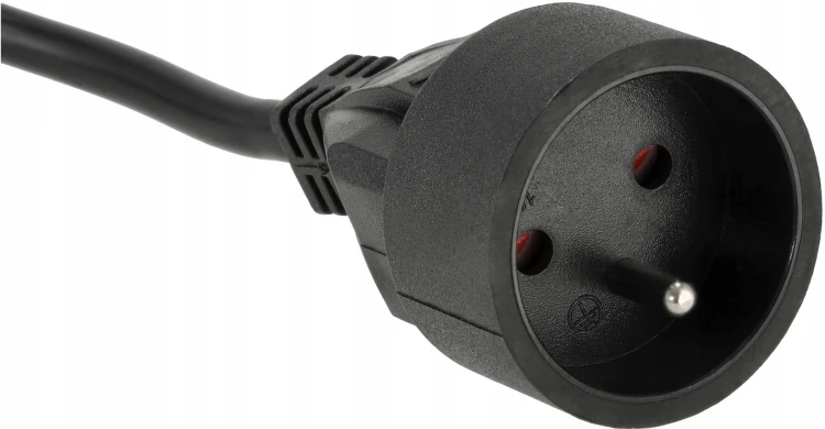 Przedłużacz 10m sieciowy z uziemieniem 1 gniazdo - czarny 3*1,5 mm2 16A 2500W