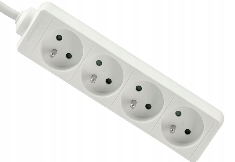 Przedłużacz 5m z uziemieniem 4 gniazda - biały 3*1,5 mm2 16A 3680W