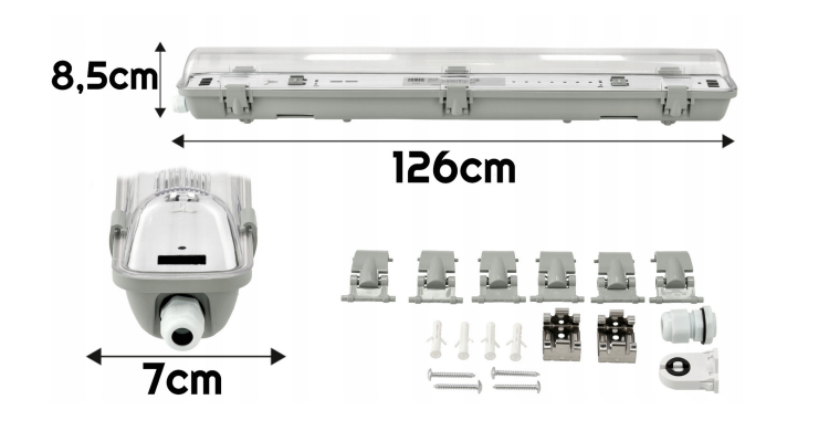 Oprawa hermetyczna LED 1x120cm z robłyśnikiem - IP65