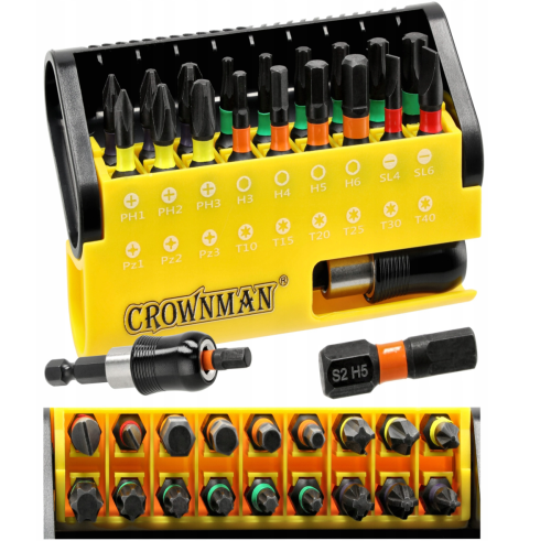 Zestaw bitów końcowek do wkrętarki 18 sztuk + organizer