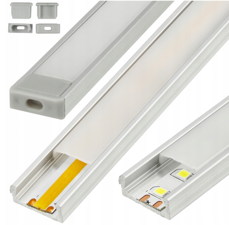 Profil LED Aluminiowy 2m natynkowy - ZESTAW