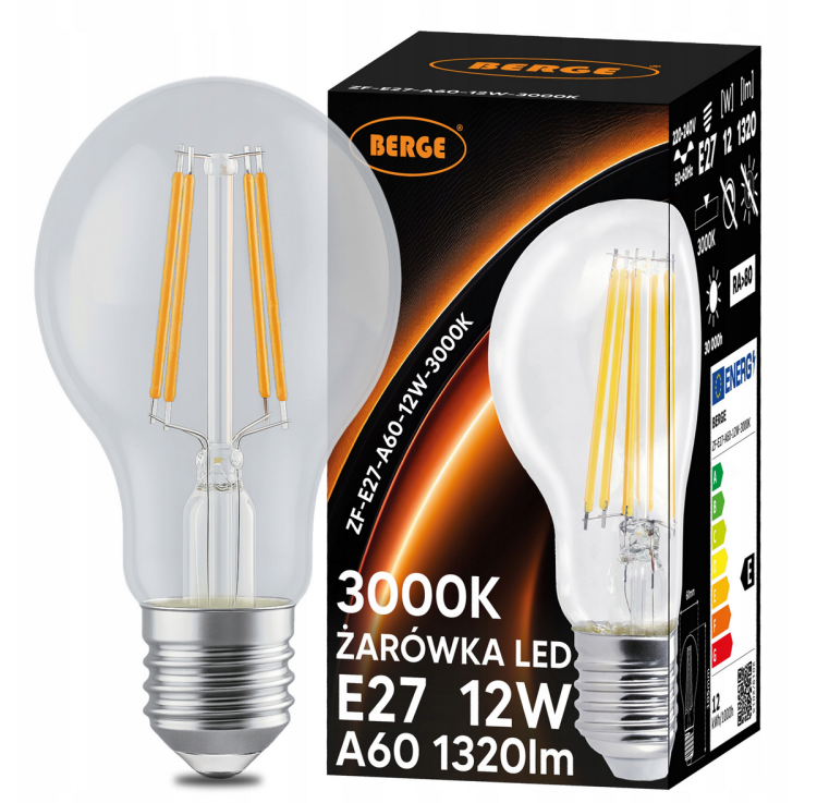 Żarówka LED Filament E27 - 12W - barwa ciepła