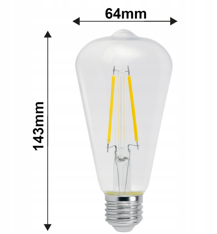 Żarówka LED Filament E27 - ST64 - 8W - barwa ciepła