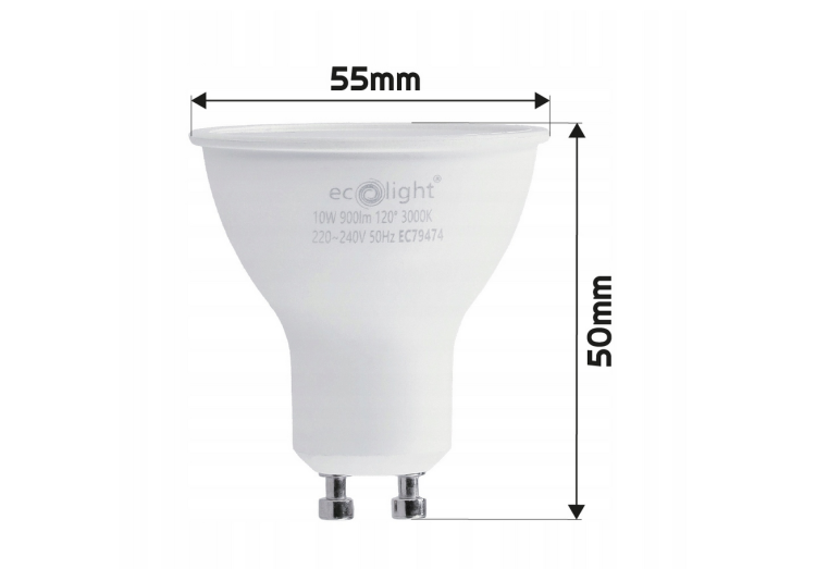 Żarówka LED GU10 - 10W - 900lm - barwa ciepła