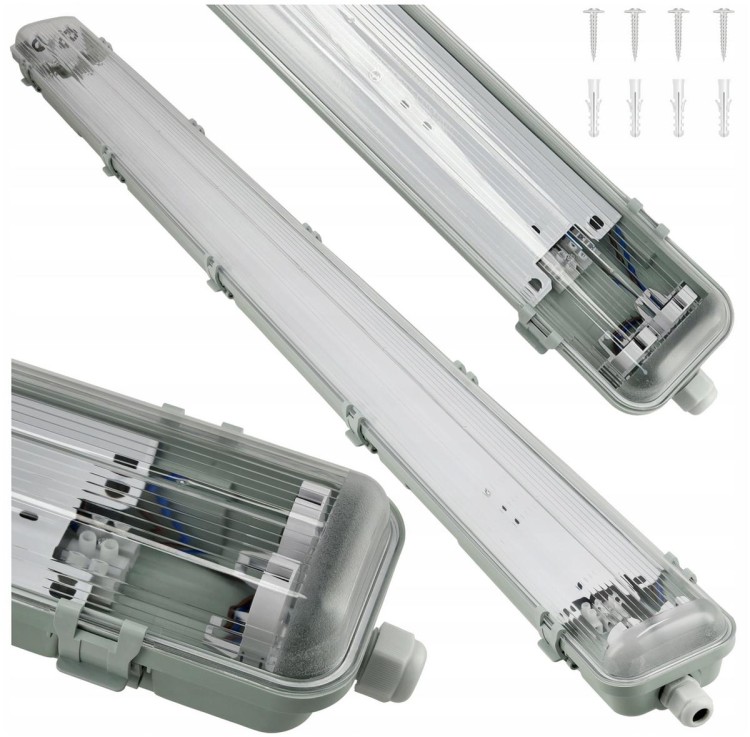 Oprawa hermetyczna LED 2x120cm z rozbłyśnikiem - IP65