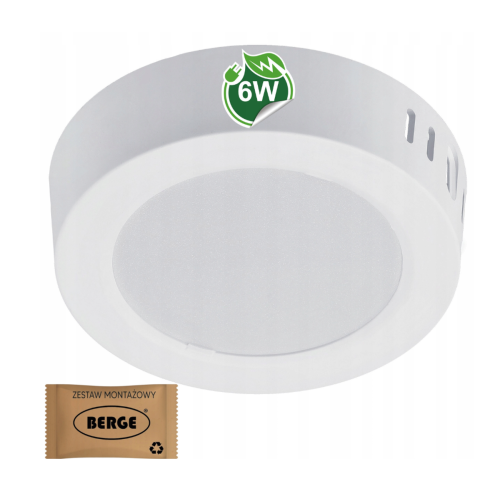 Panel LED natynkowy okrągły 6W - 660lm - barwa neutralna