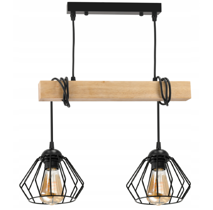 Lampa sufitowa wisząca LED 2xE27 - brylant czarny