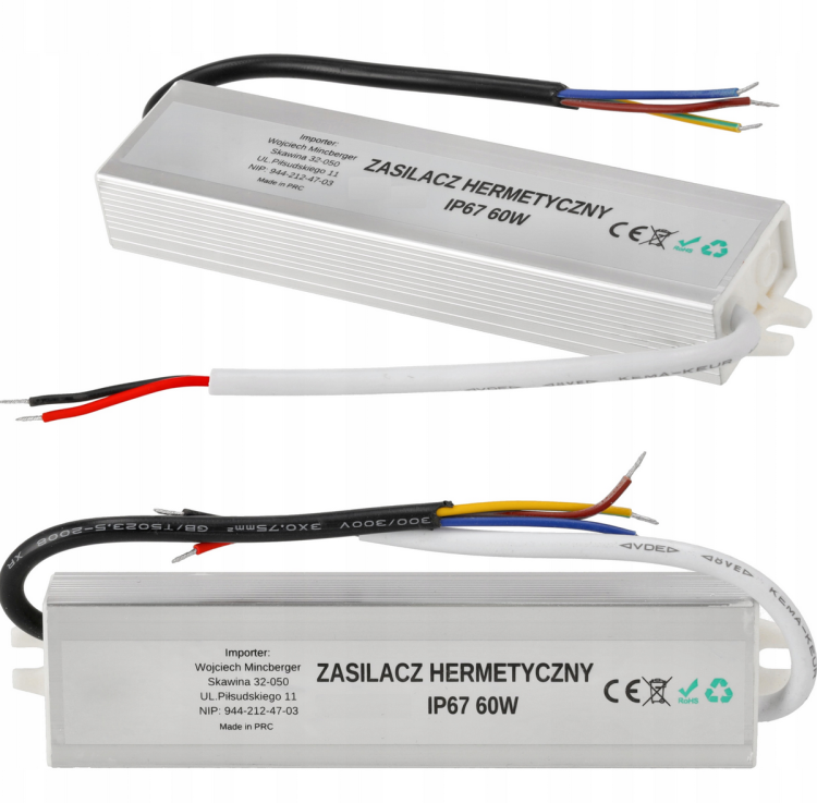 Zasilacz LED hermetyczny - 12V - 60W - IP67
