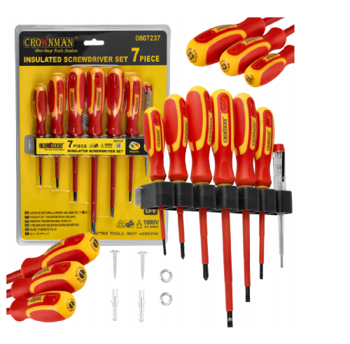 Zestaw wkrętaków, śrubokrętów izolowanych 7 szt