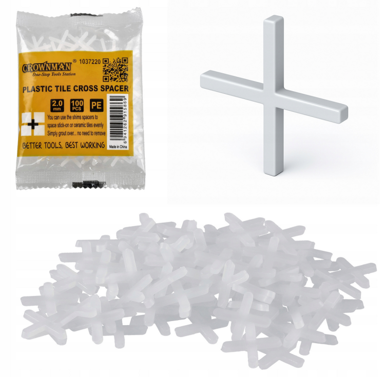 Plastikowy krzyżyk do płytek 2.0mm - 100szt