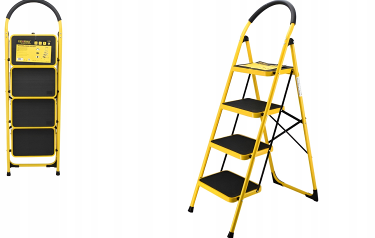 Drabina Składana 4 Stopniowa Stalowa Domowa Drabinka Wysoka Jakość 150kg