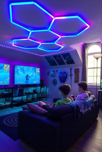 Lampa LED HEXAGON RGB 180W Panel Oświetlenie Warsztat Dom + Aplikacja Pilot