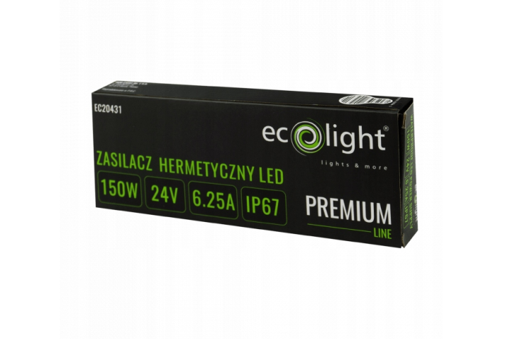 Zasilacz 24V LED Hermetyczny 150W 6,25A Transformator Wodoszczelny PREMIUM