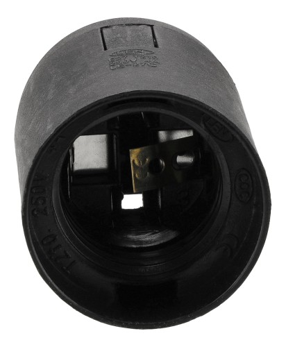 Oprawka Gwint E27 Plastikowa Czarna Gładka Gniazdo Do Lamp E27