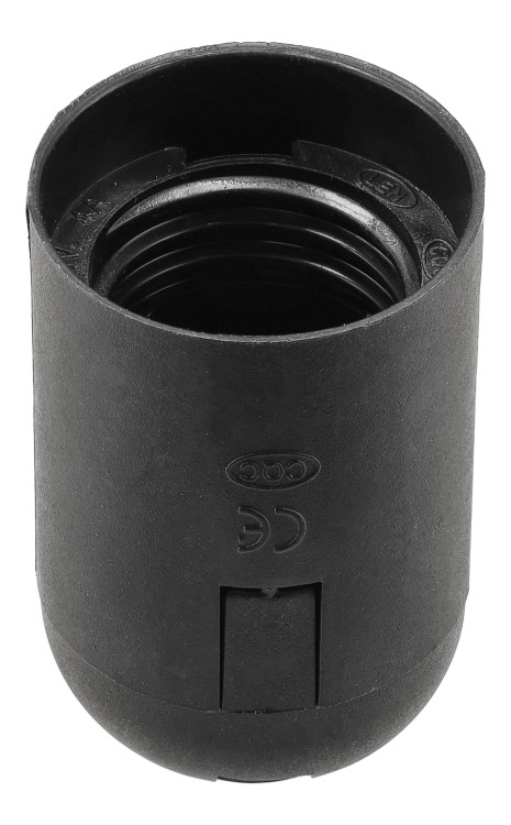Oprawka Gwint E27 Plastikowa Czarna Gładka Gniazdo Do Lamp E27