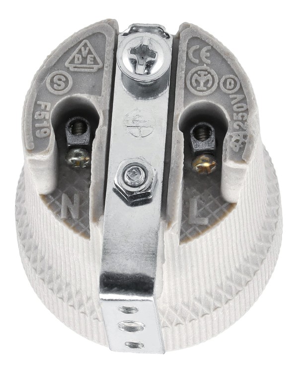 Oprawka Ceramiczna E27 Oprawa Porcelanowa Z Uchwytem Bocznym Na Budowę