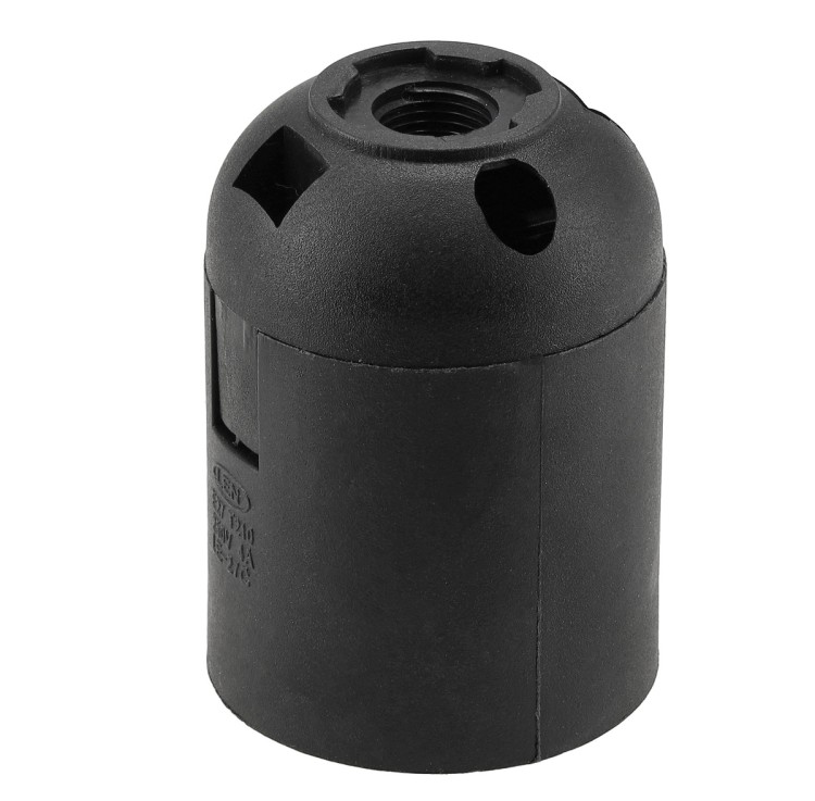 Oprawka Gwint E27 Plastikowa Czarna Gładka Gniazdo Do Lamp E27
