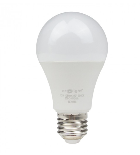 Żarówka LED E27 12W 1080lm 3000K Barwa Światła Ciepła WW Eco Light