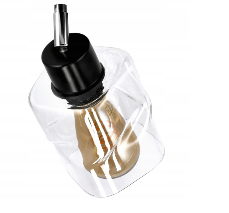 Klosz Szklany Do Lampy Sufitowej Biurkowej Zwijany Kwadrat Przezroczysty