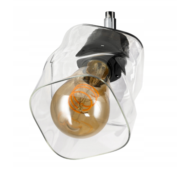 Klosz Szklany Do Lampy Sufitowej Biurkowej Zwijany Kwadrat Przezroczysty