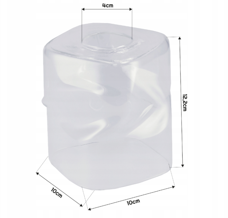 Klosz Szklany Do Lampy Sufitowej Biurkowej Zwijany Kwadrat Przezroczysty