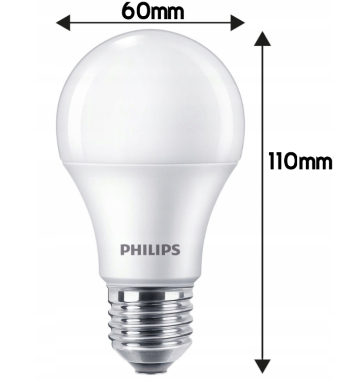 ZESTAW 10 sztuk. PHILIPS Żarówki PHILIPS LED E27 4.9W = 40W 470lm Barwa Ciepła 2700k LEDBulb A6