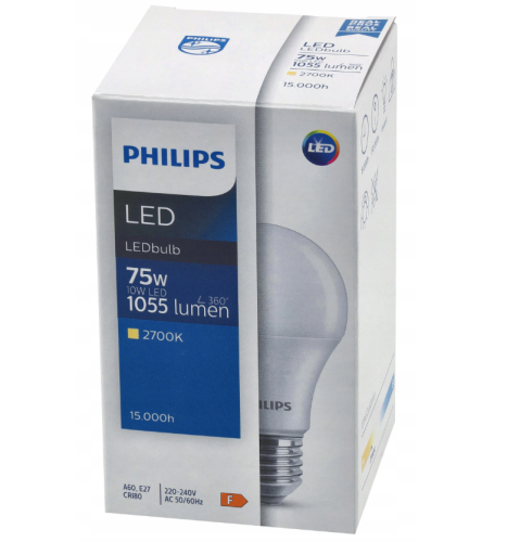 Żarówka LED E27 PHILIPS 10W = 75W 1055lm Barwa Ciepła 2700K LEDBulb A60